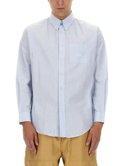 Drôle De Monsieur Striped Shirt In Azure