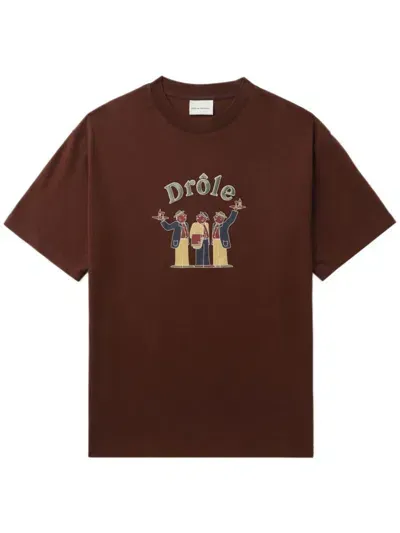 Drôle De Monsieur T-shirt With Print In Brown