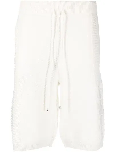 Drôle De Monsieur Waffle-knit Bermuda Shorts In Weiss