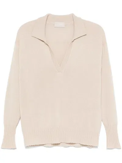 Drumohr Cashmere Polo Top In Nude