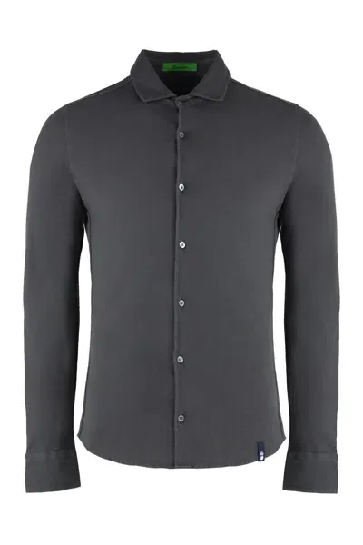 Drumohr Cotton Piqué Shirt In Grey