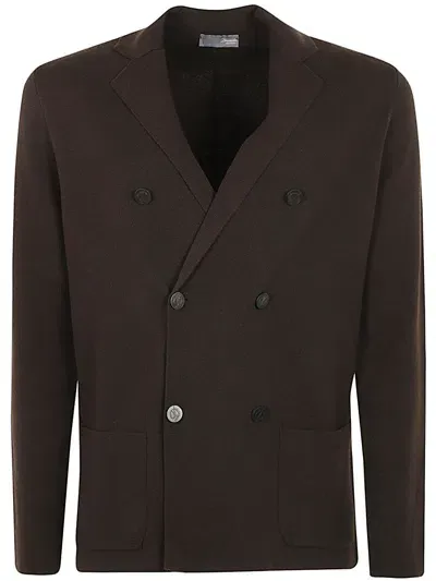 Drumohr Double Breasted Blazer In Brown