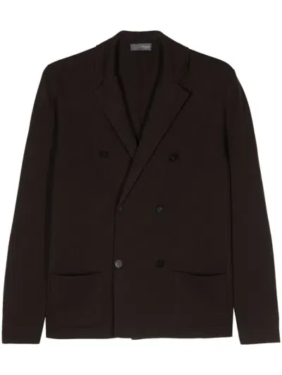 Drumohr Double Breasted Blazer In Brown