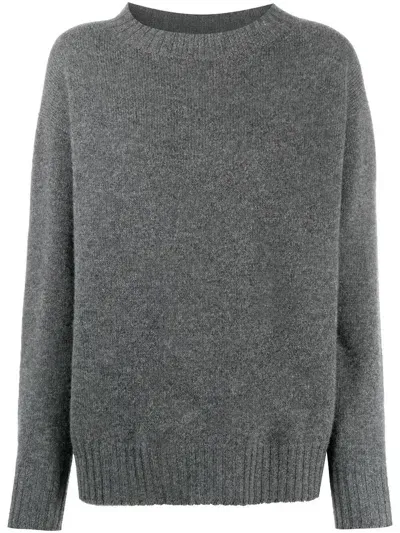 Drumohr Long Sleeve Boat-neck Sweater In Gray