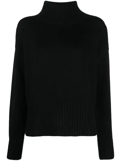 Drumohr Long Sleeves Turtle Neck Oversized Sweater In Black