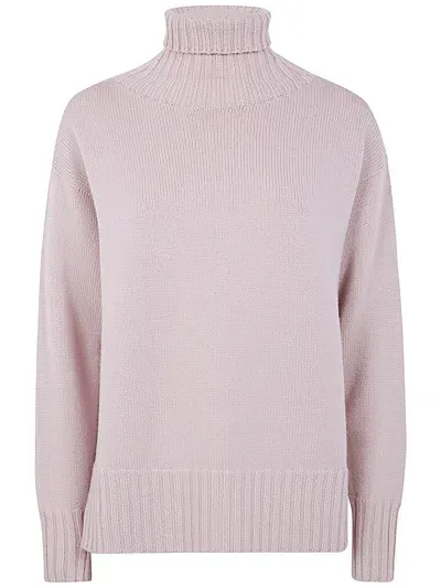 Drumohr Long Sleeves Turtle Neck Oversized Sweater In Pink & Purple