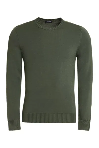 Drumohr Merino Wool Crew-neck Sweater In Green