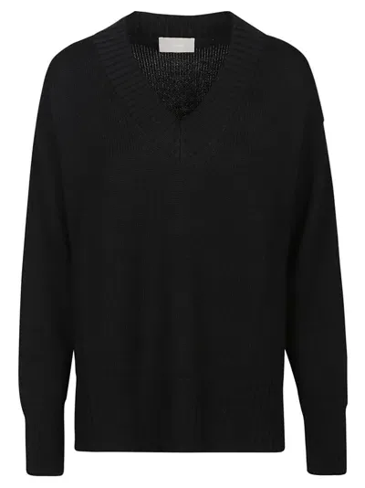 Drumohr Over V-neck Sweater In Black