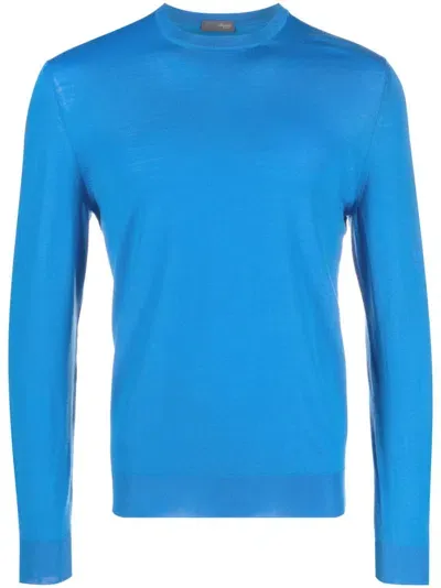 Drumohr Round-neck Merino Jumper In Blau