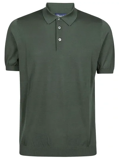 Drumohr Short Sleeve Polo Shirt In Green