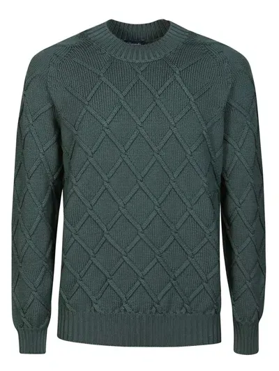 Drumohr Long Sleeve Round Neck Sweater In Green