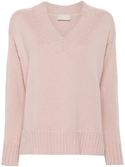 Drumohr V-neck Long-sleeve Sweater In Pink