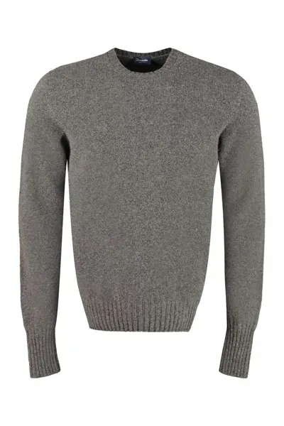 Drumohr Crew Neck Brushed Sweater In Grey