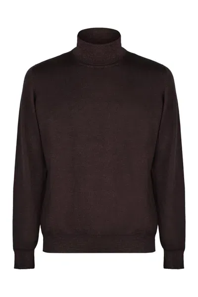 Drumohr Wool Turtleneck Sweater In Brown