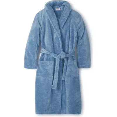 Druthers Nyc Organic Cotton Extra Plush Long Robe In Huckberry Blue