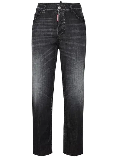 Dsquared2 Faded Straight-leg Jeans In Black