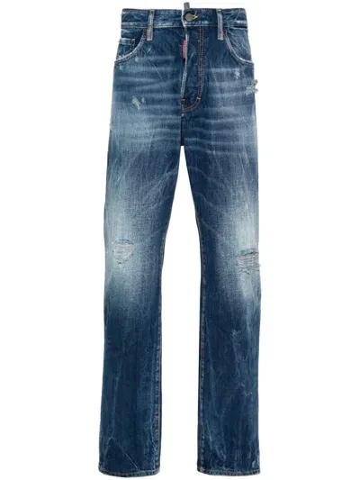 Dsquared2 Distressed Straight In Blue