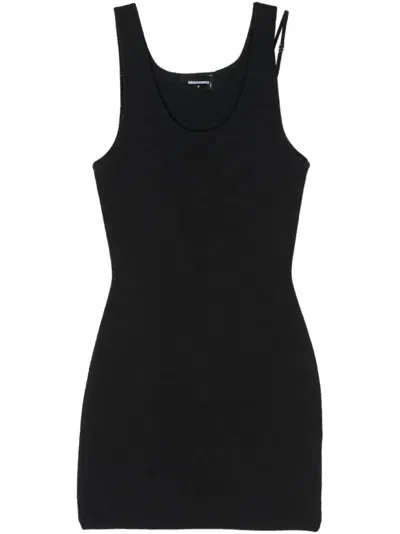 Dsquared2 Logo Plaque Mini Dress In Black