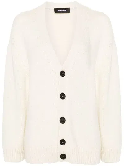 Dsquared2 Alpaca Wool Cardigan In White