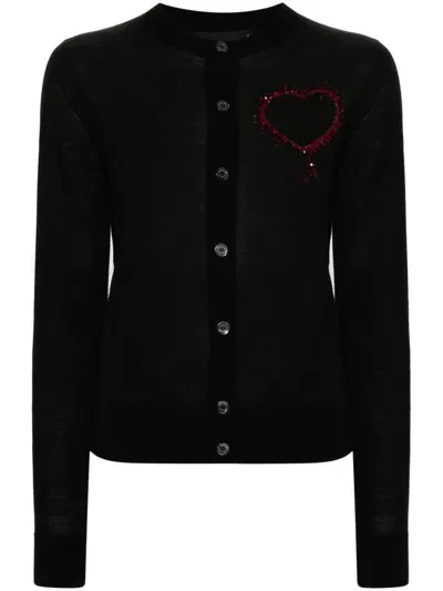 Dsquared2 Beaded-heart Cardigan In Black