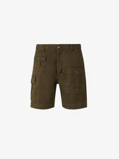 Dsquared2 Sexy Cargo Cotton Drill Shorts In Miltrgreen