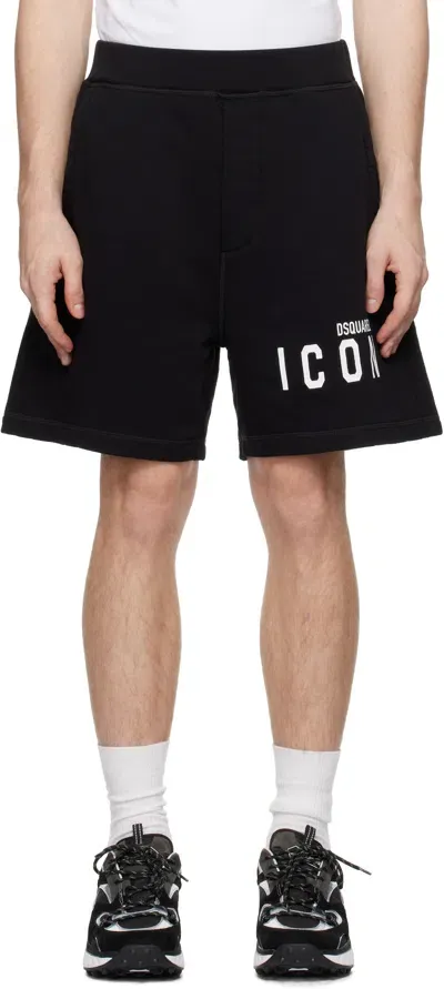 Dsquared2 Black 'icon' Relaxed Fit Shorts In 900 Black