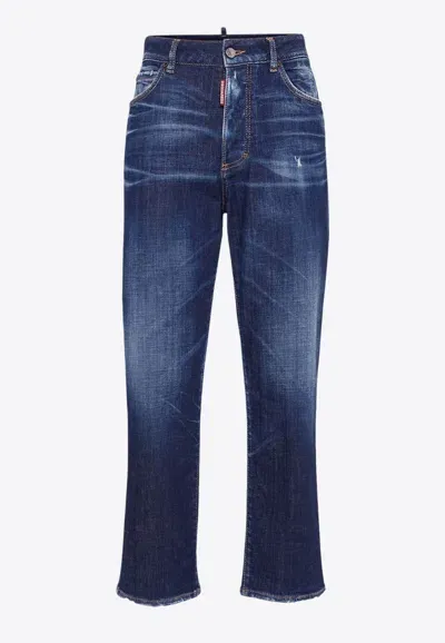 Dsquared2 Boston Basic Wash Straight-leg Jeans In Blue