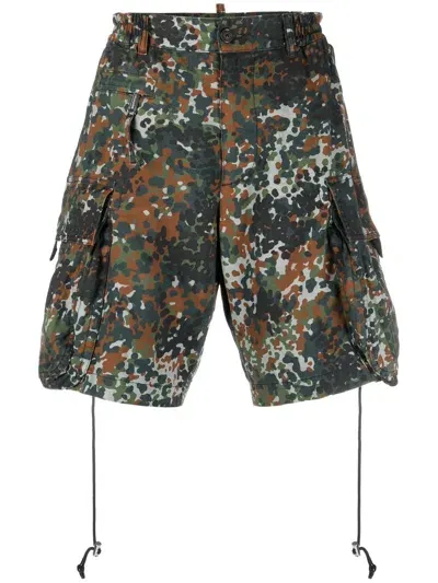 Dsquared2 Camouflage-print Cargo Shorts In Green