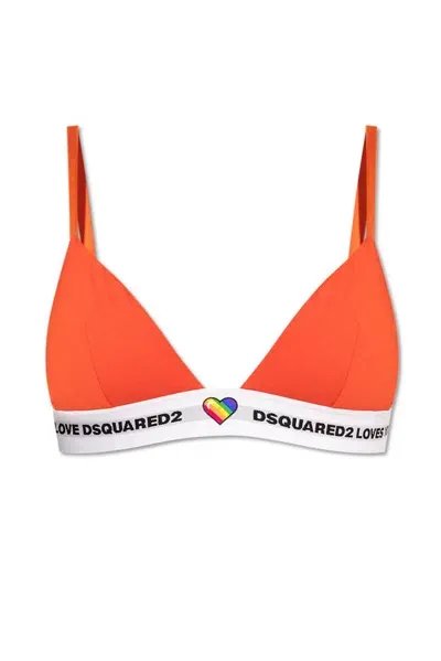 Dsquared2 Canadian Lodge Triangle-cup Bra In Orange