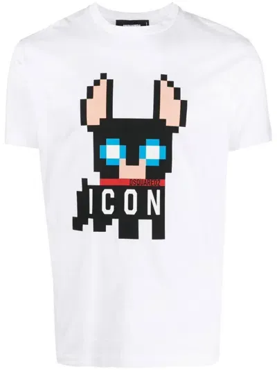 Dsquared2 Icon Pixel-print T-shirt In White