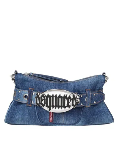 Dsquared2 Clutch In Denim Fabric In Blue