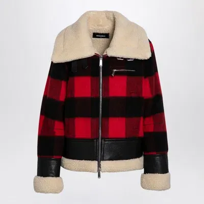 Dsquared2 Red/black Chequered Jacket In Wool In Multicolor