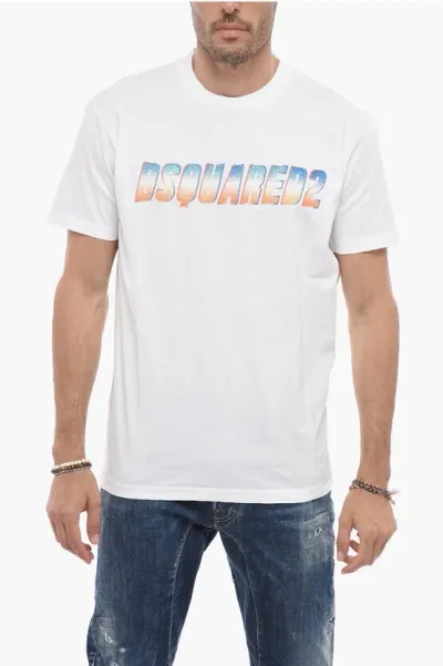 Dsquared2 Cool Fit T-shirt With Glittery Effect In White