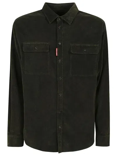 Dsquared2 Corduroy Cotton Shirt In Khaki