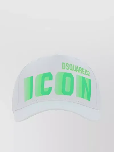 Dsquared2 Logo Printed Curved Peak Baseball Cap In White