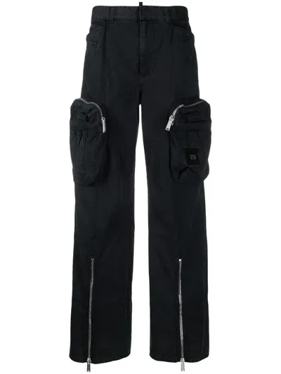 Dsquared2 Cotton Cargo Trousers In Black