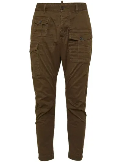 Dsquared2 Cotton Cargo Trousers In Green