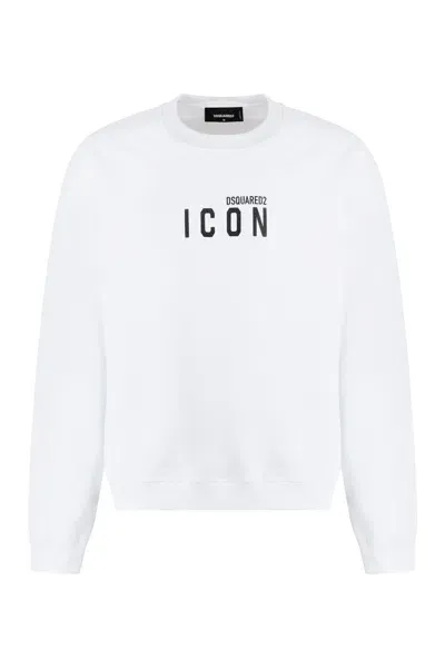 Dsquared2 Cotton Crew-neck Sweatshirt With Logo In White