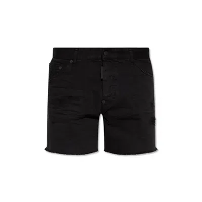 Dsquared2 Cotton Denim Shorts In Black