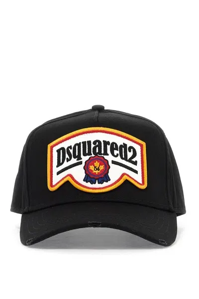 Dsquared2 Cotton Gabardine Baseball Cap With In Black