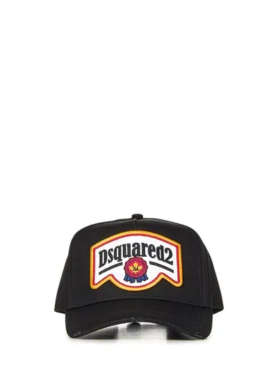 Dsquared2 Cotton Gabardine Baseball Cap With In Black