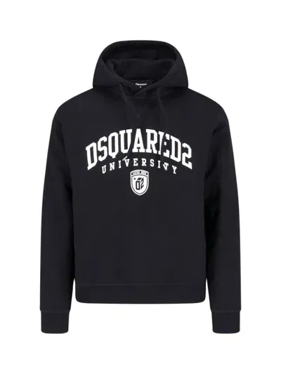 Dsquared2 Cotton Hoodie In Black