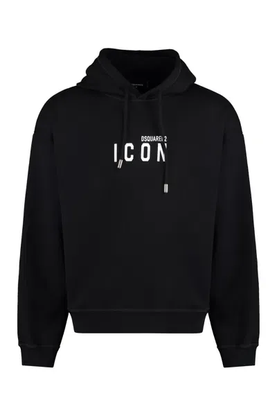 Dsquared2 Cotton Hoodie In Black