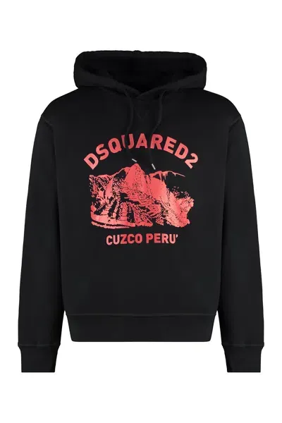 Dsquared2 Cotton Hoodie In Black