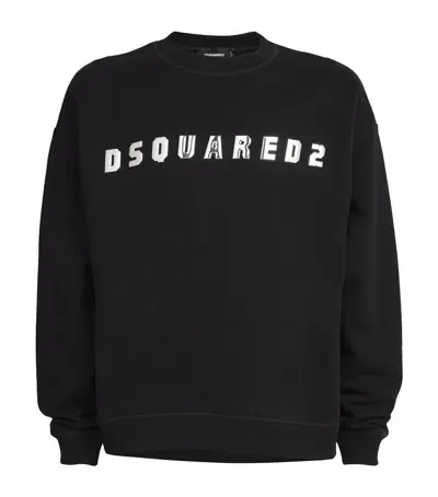 Dsquared2 Cotton Logo Sweatshirt In Black