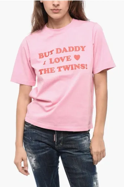 Dsquared2 Crew Neck The Twins Cotton T-shirt In Pink