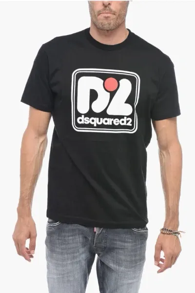 Dsquared2 Crewneck T-shirt With Logo Print In Gray