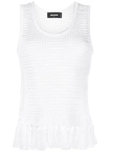 Dsquared2 Crochet-knit Tank Top In Weiss