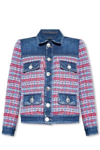 Dsquared2 Cropped Denim Jacket In Multi