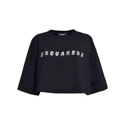 Dsquared2 Cropped Oversize Fit T-shirt In Nero